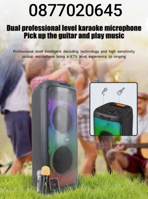 Професионална двойна караоке тонколона 2х12 инча BTS-1938 с Bluetooth