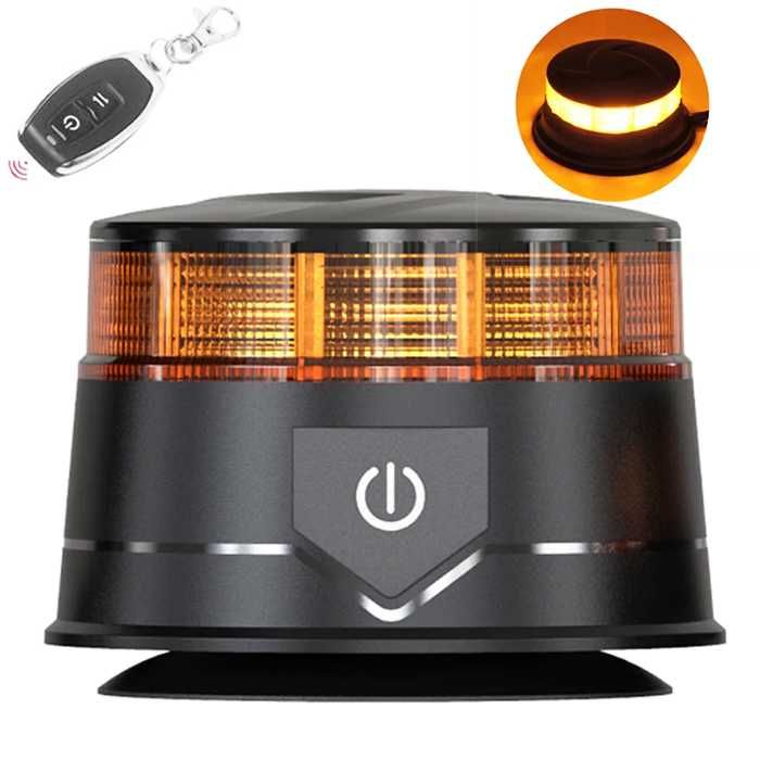 LED Сигнална Лампа 12-24V, Оранжева - 30 LED, IP67, Магнит, 7 Режима,