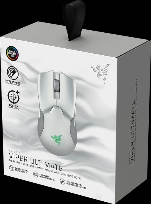 Mouse gaming Razer Viper Ultimate & Dock,RGB, Alb mercury,sigilat