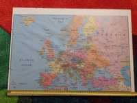 Europa harta 70x50 geam plexiglass și agățătoare orizontal și vertical
