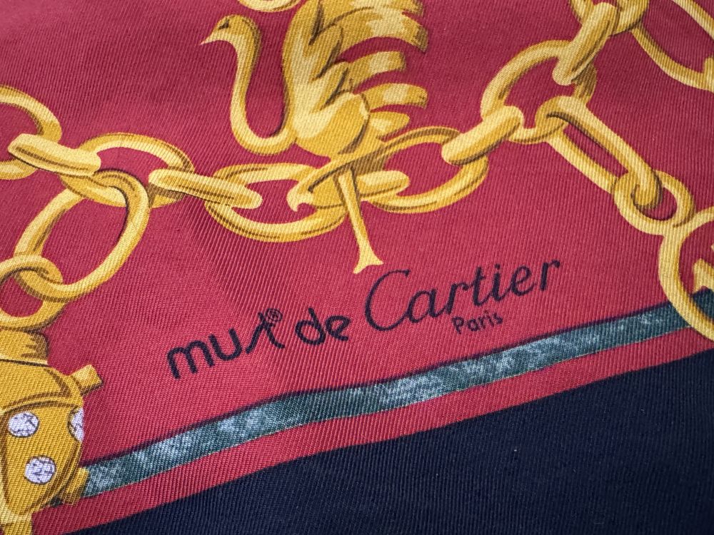 Esarfa autentica Must de Cartier, matase. Vintage