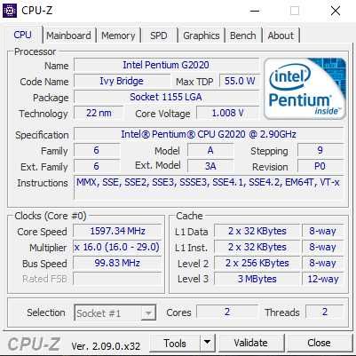 Intel® Pentium G2020 - 2.90GHz/3MB Cashe/55W/S.1155