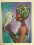 Tablou pictat manual, vopsea acrilica/ African girl/ Canvas sasiu