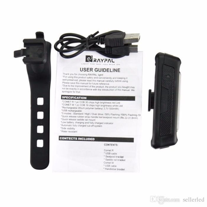 Stop RAYPAL 2261 COMET 100 LM USB bicicleta rotativ cursiera mtb 6 mod