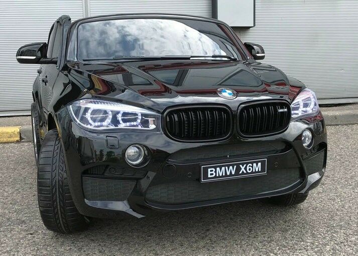 Masinuta electrica pentru 2 copii BMW X6M 2x120W, scaun tapitat #Negru