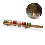 Set suport de bauturi din lemn cu 6 pahare shot, 4 cl, maro