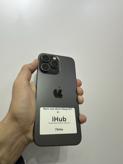 iPhone 15pro max black 256gb 87% ideal
