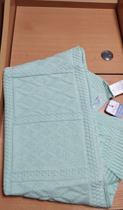 Зелено тънко памучно бебешко одеяло 80/100см мента Кика бу Kikka boo