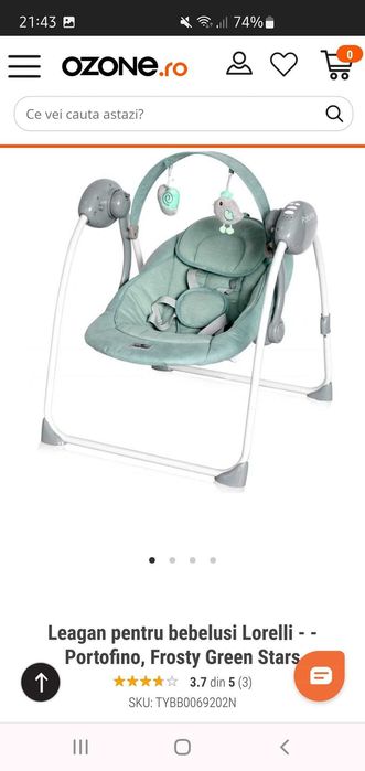 Buna ziua , vând leagăn bebe nou nouț . Pret 200 negociabil .