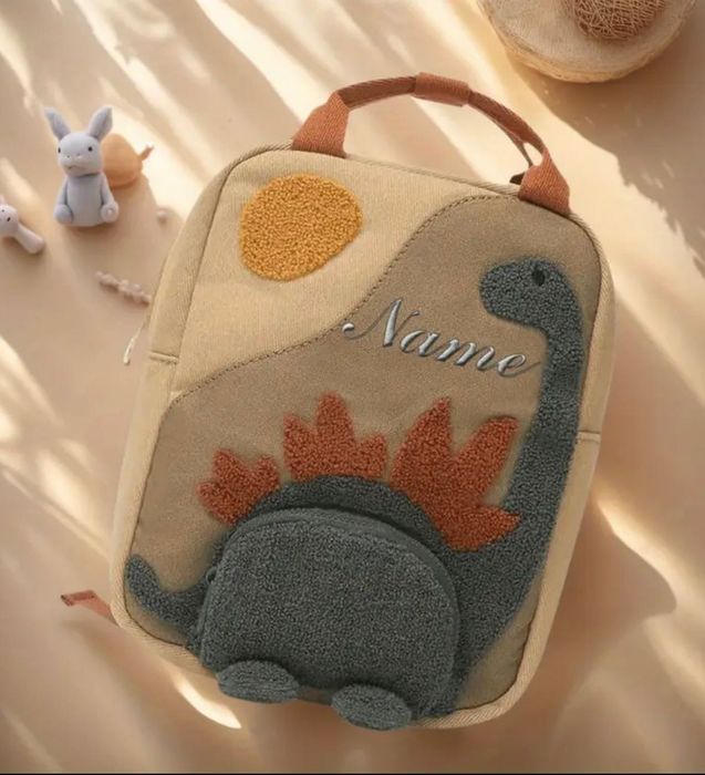 Детска стилна раница с динозавър и бродерия с име по ваше желание!