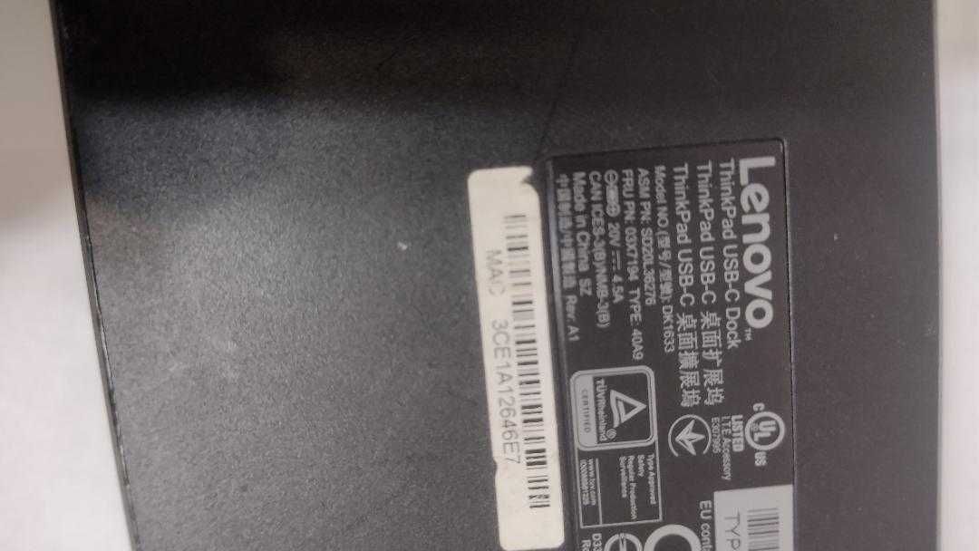 Stație de andocare Lenovo ThinkPad USB-C (tip 40A9)