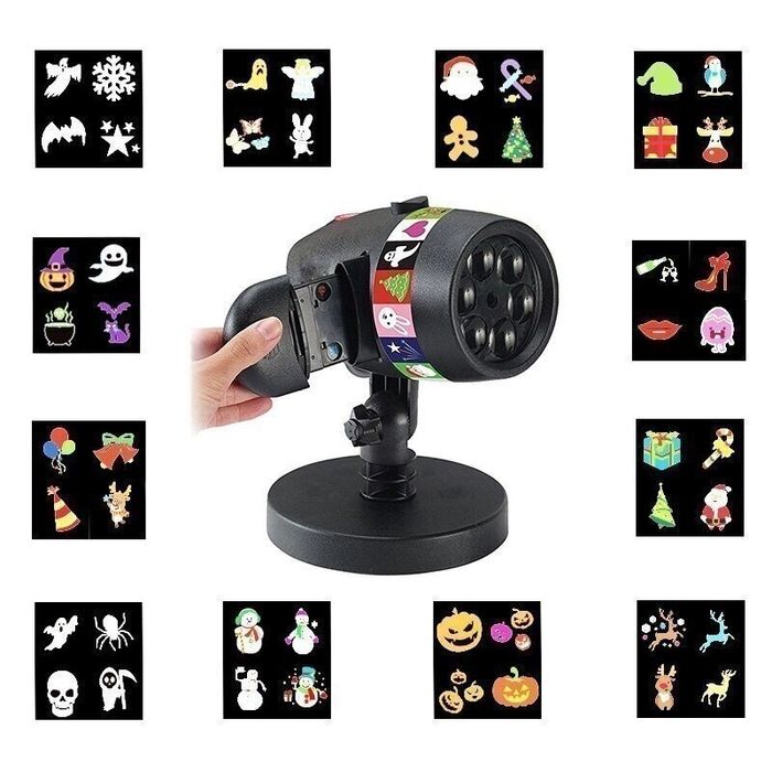 Празничный светодиодный слайд-проектор 12 дизайнов