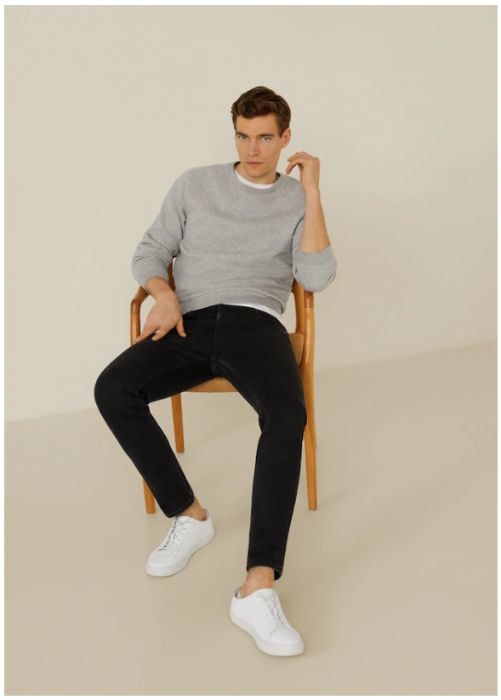 Jeansi Blugi Jan slim fit negri Mango Maro Tabac Pantaloni cu eticheta