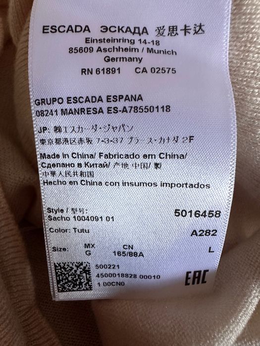 Vesta/top Escada, lana/vascoza/casmir/poliamida, L