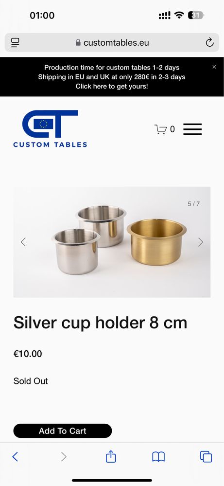 Pahare aurii si argintii pentru mesele de poker lux customtables.eu