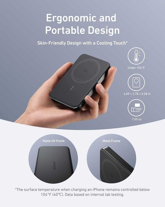 Anker MagGo Ultra-Slim 10000mAh Qi2,15W,MagSafe външна безжична USB