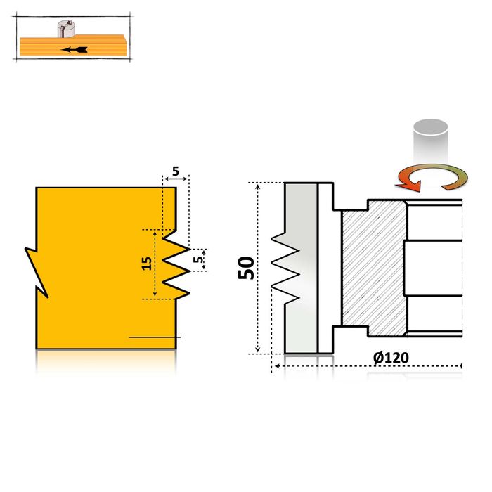 Freză Îmbinare Lamelar Latitudinal Lemn - 40, 50 mm HSS