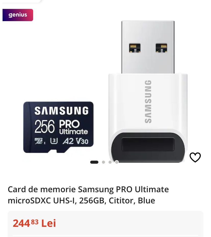 Samsung PRO Ultimate microSDXC UHS-I, 256GB, Cititor, sigilat