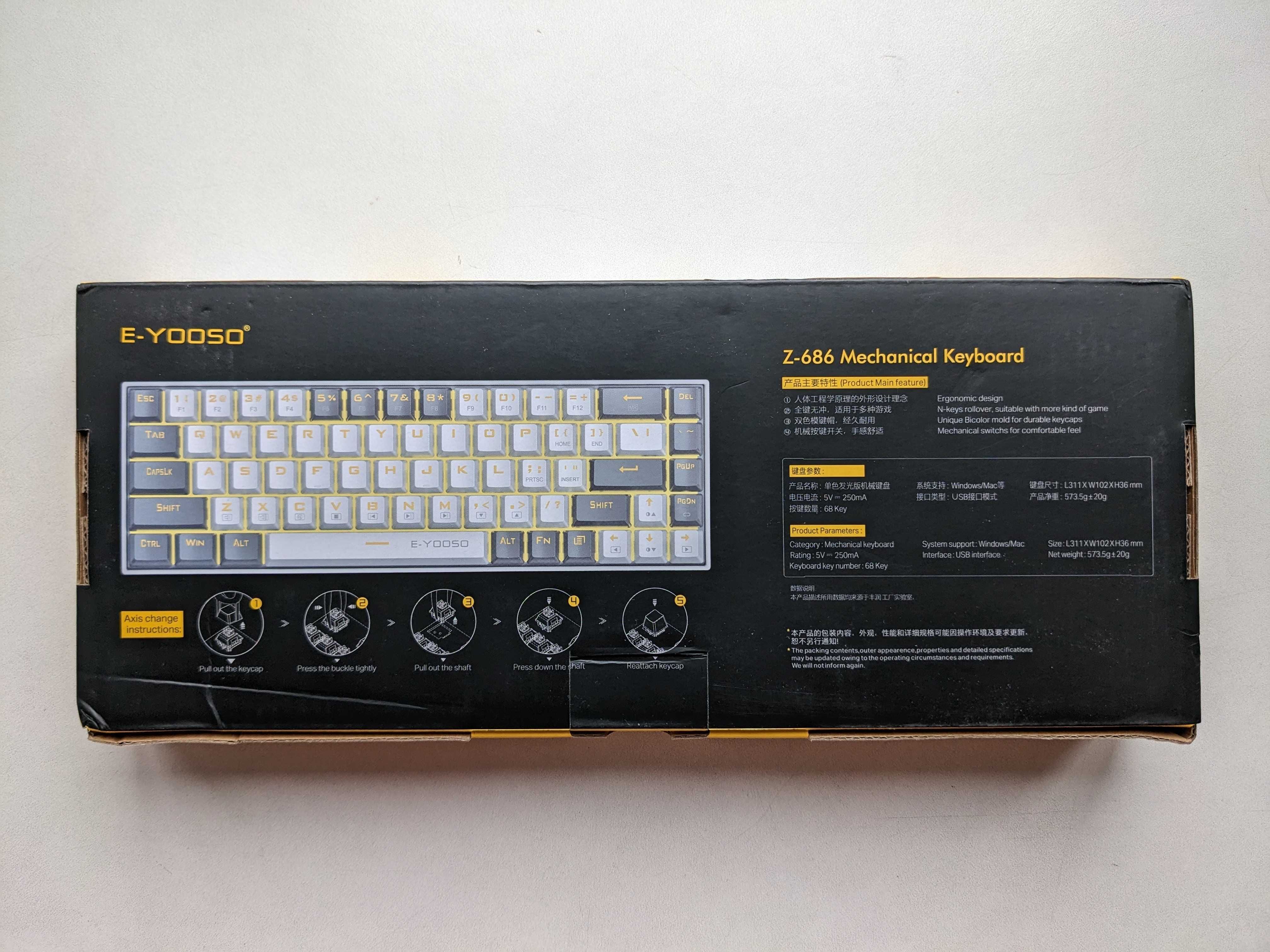 Механическая игровая клавиатура E-YOOSO Z686 (LED-подсветка, TKL, 65%)