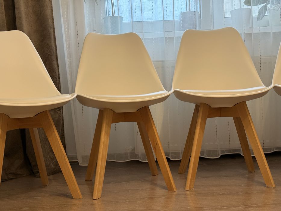 Scaune moderne albe – set 4 bucăți