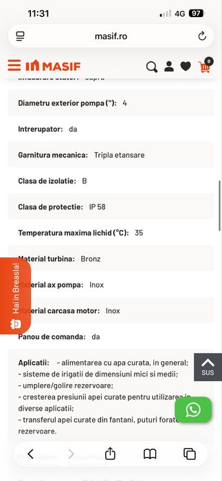 Pompa submersibila periferica Wasserkonig SI4847