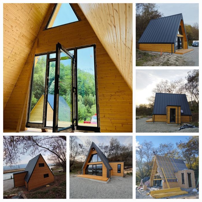 Construim case din structura de lemn si cabane stil A Frame, dimensiun