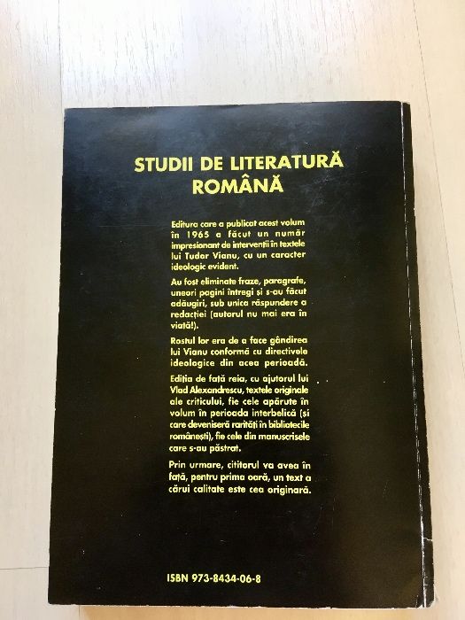 Tudor Vianu, Studii de literatură română