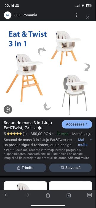 Scaun de masa Juju Eat n twist