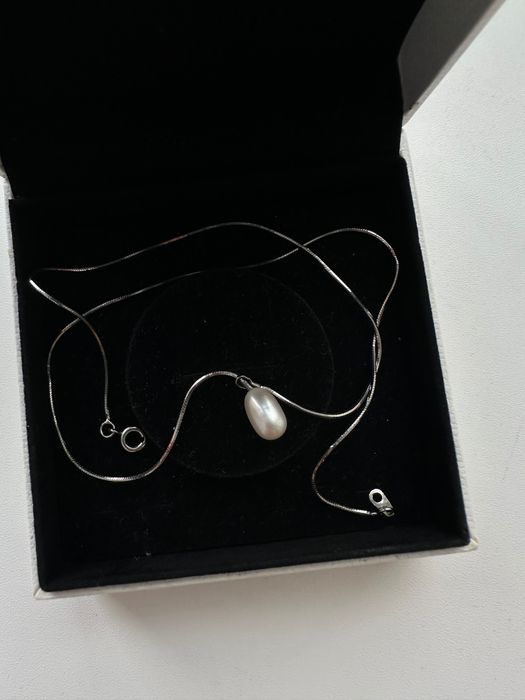 Серебро цепь 925, натуральный жемчуг