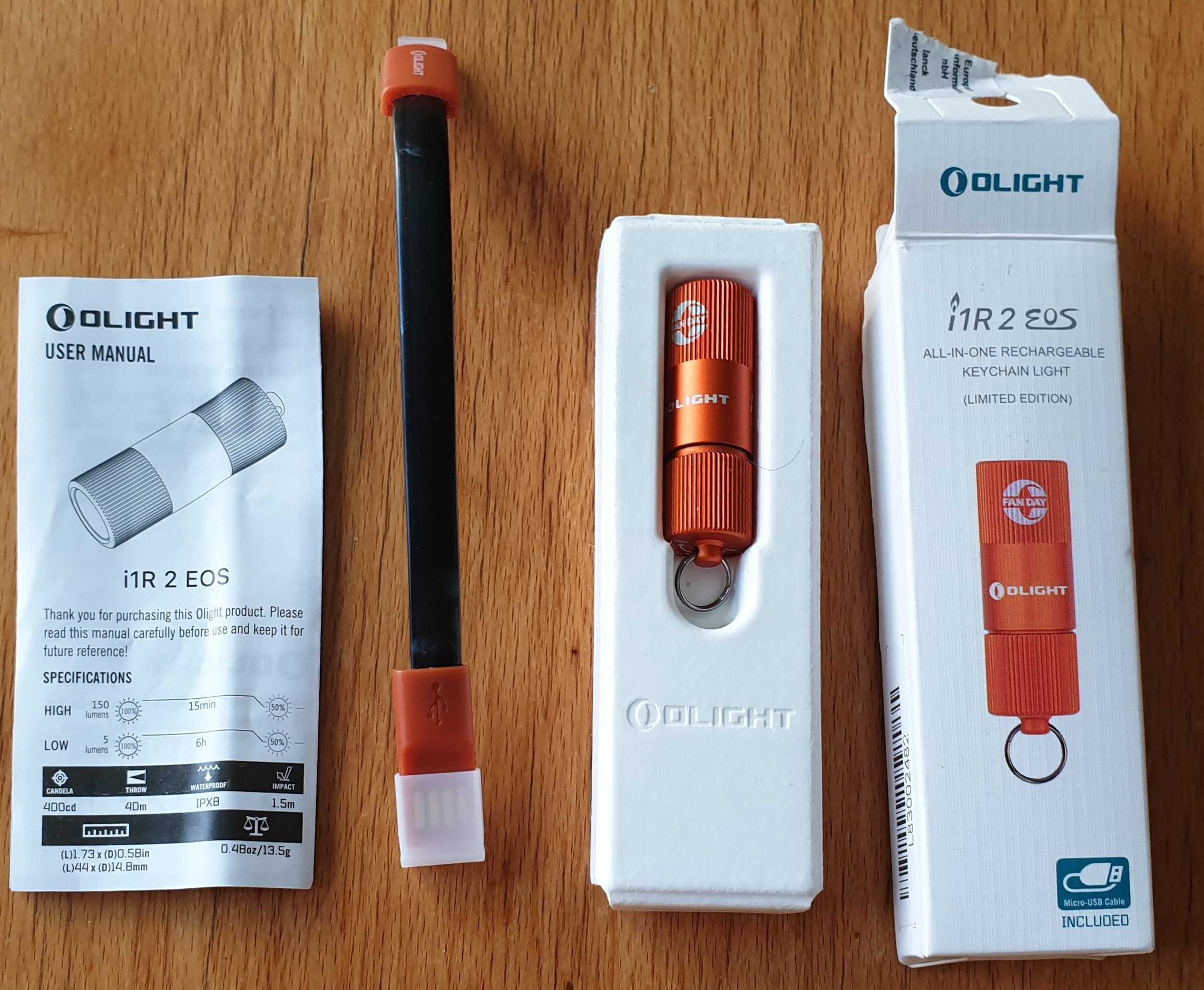 Нов LED фенер Flashlight Olight i1R 2 EOS (14 грама до 150 лумена)