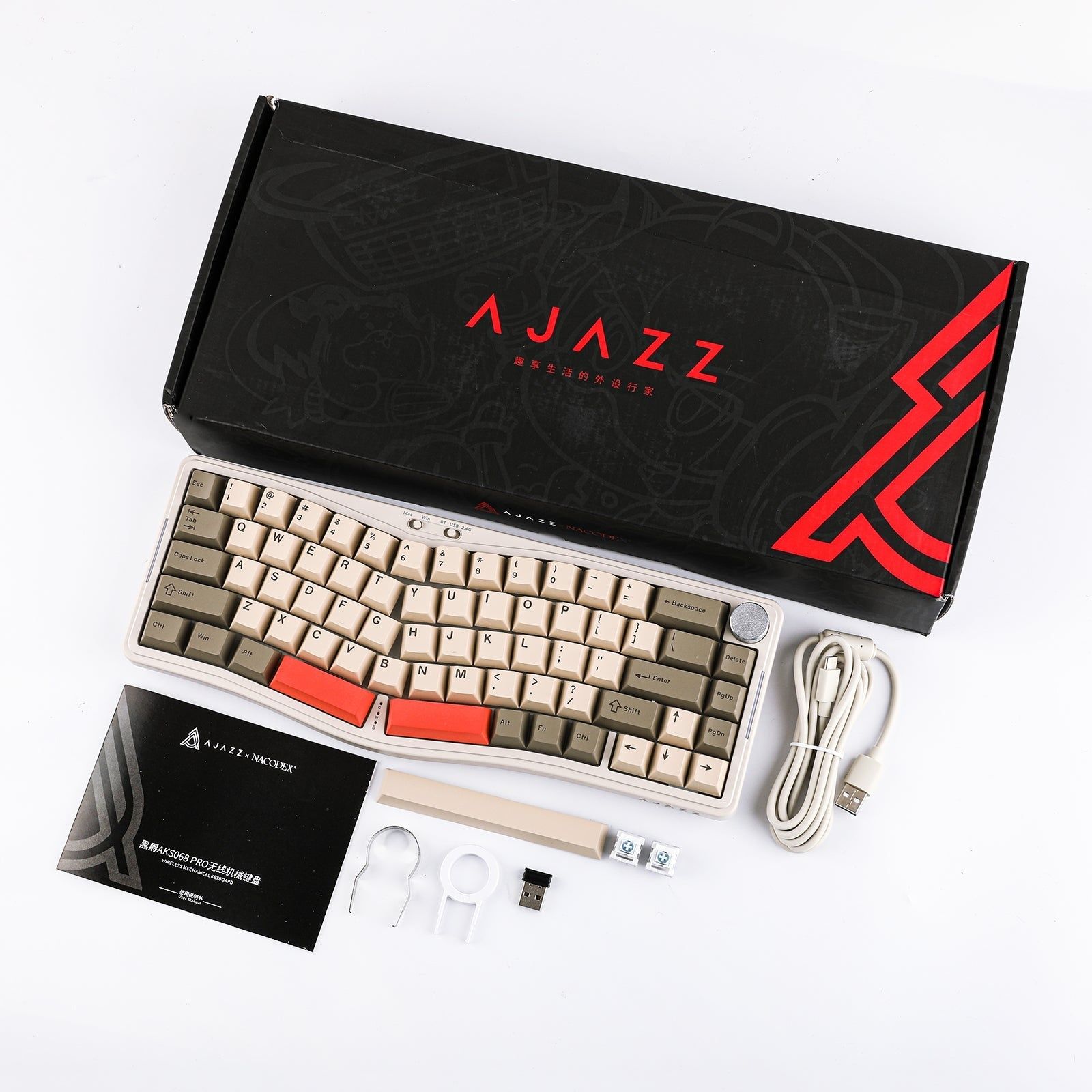 AJAZZ AKS068 Pro Egronomic klaviatura 
Alice Layout VIA uch rejimli me