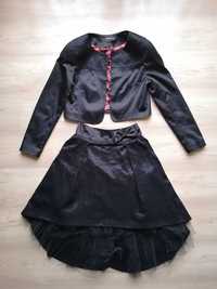Junona черен костюм с ефектна пола