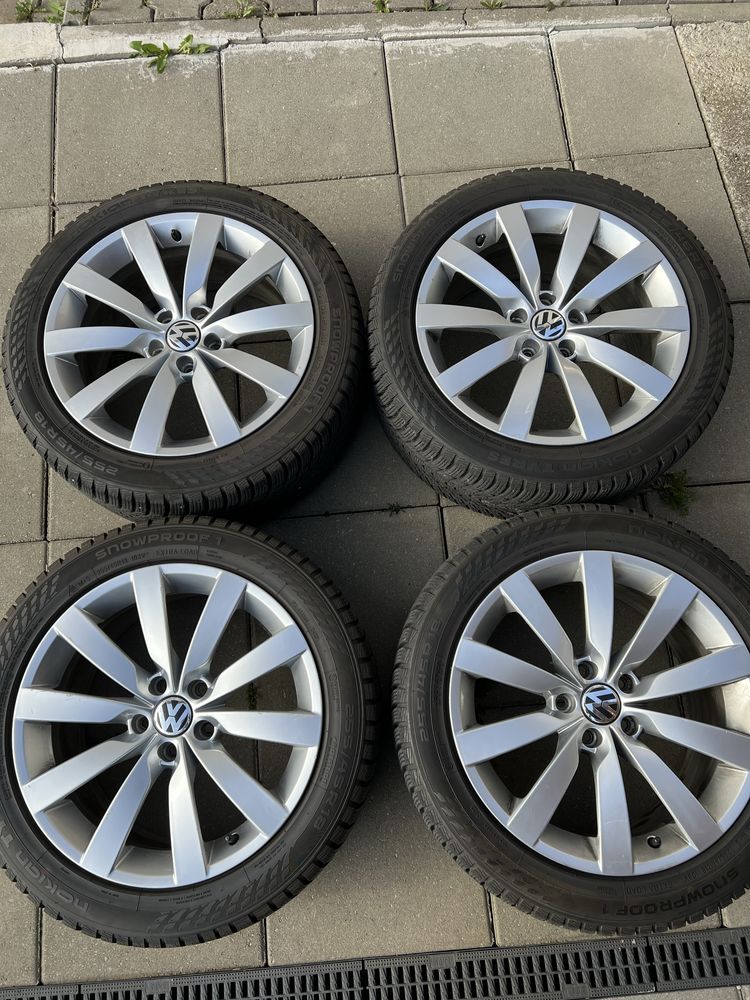Jante originale Volkswagen Audi 5x112 18” anvelope 255 45 18 Nokian