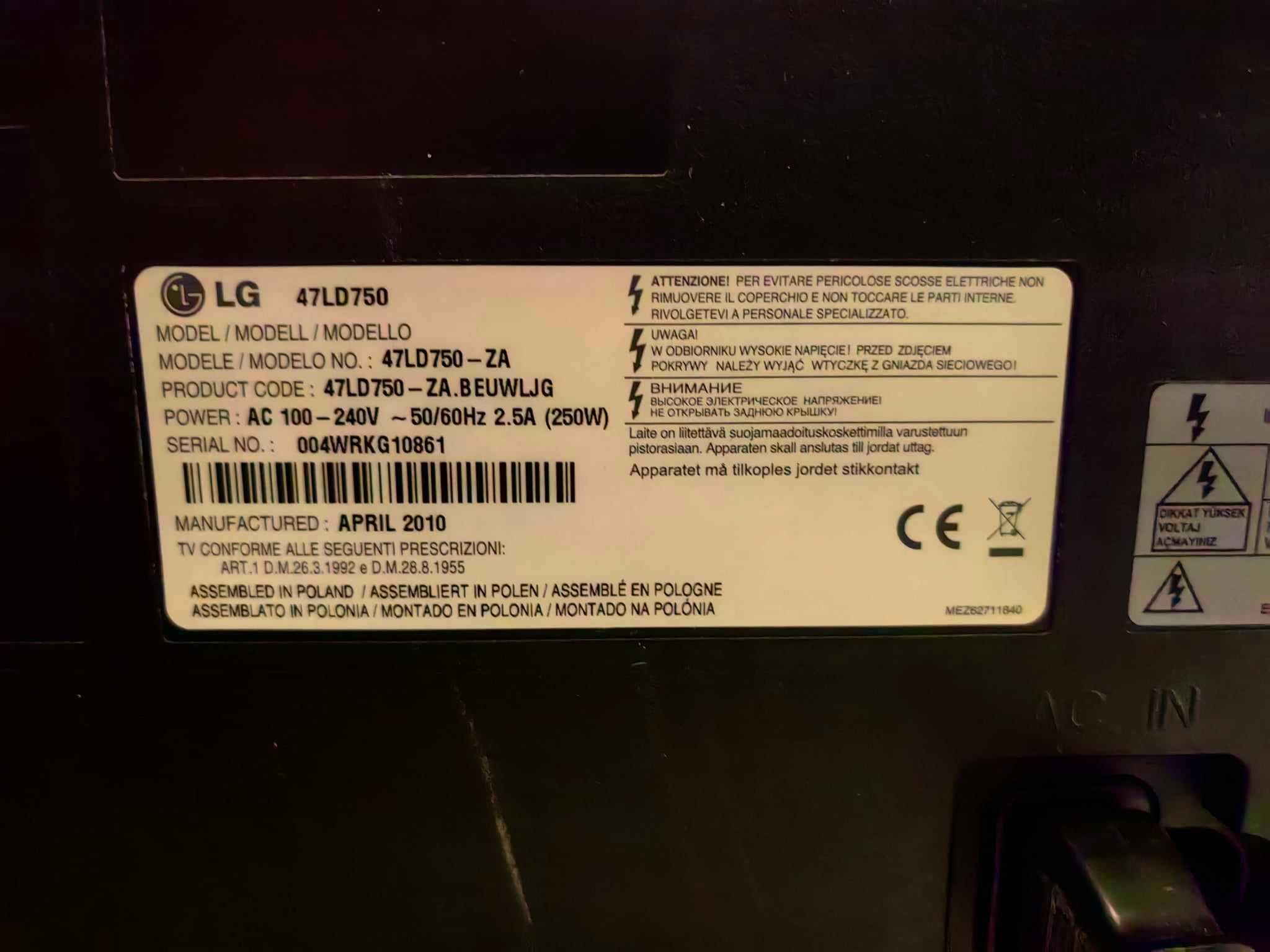 Телевизор LG 47LCD 119 cm