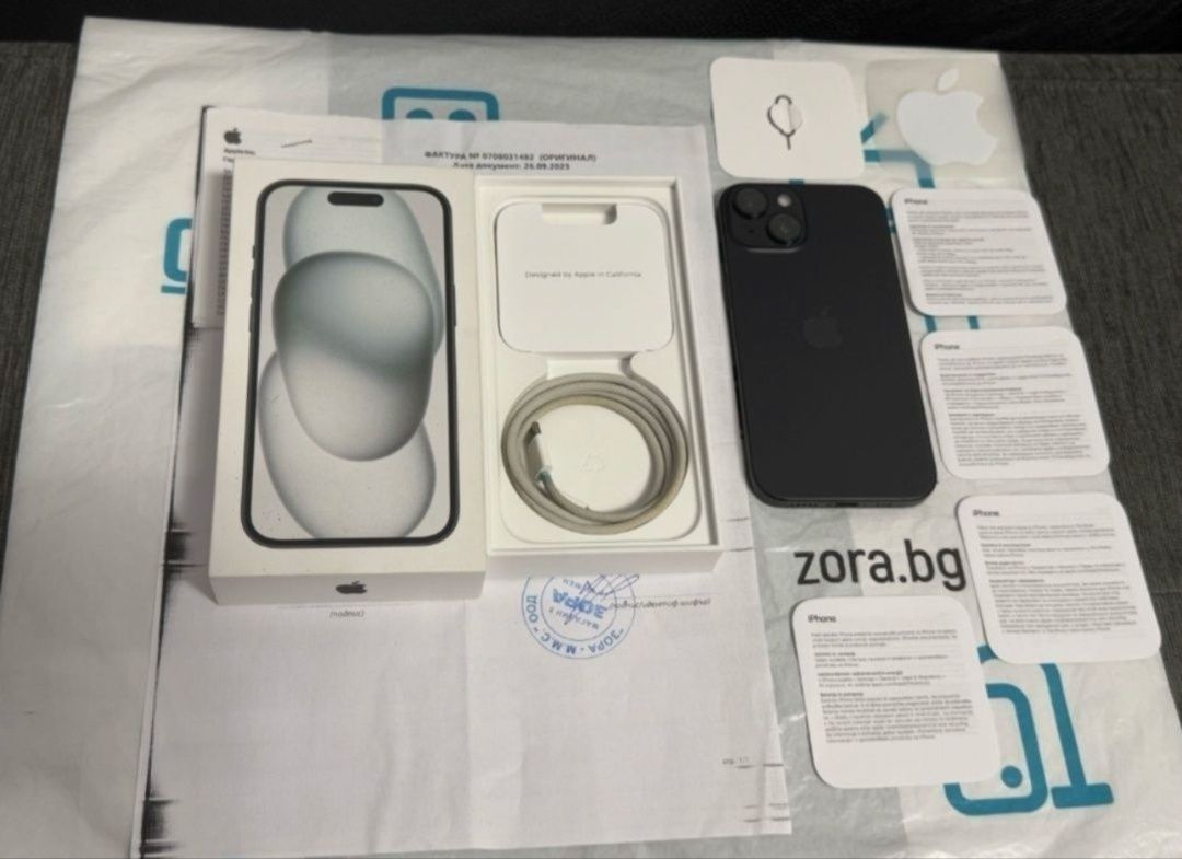 256GB iPhone 15 ЗОРА Гаранция 2025г. Black / Черен