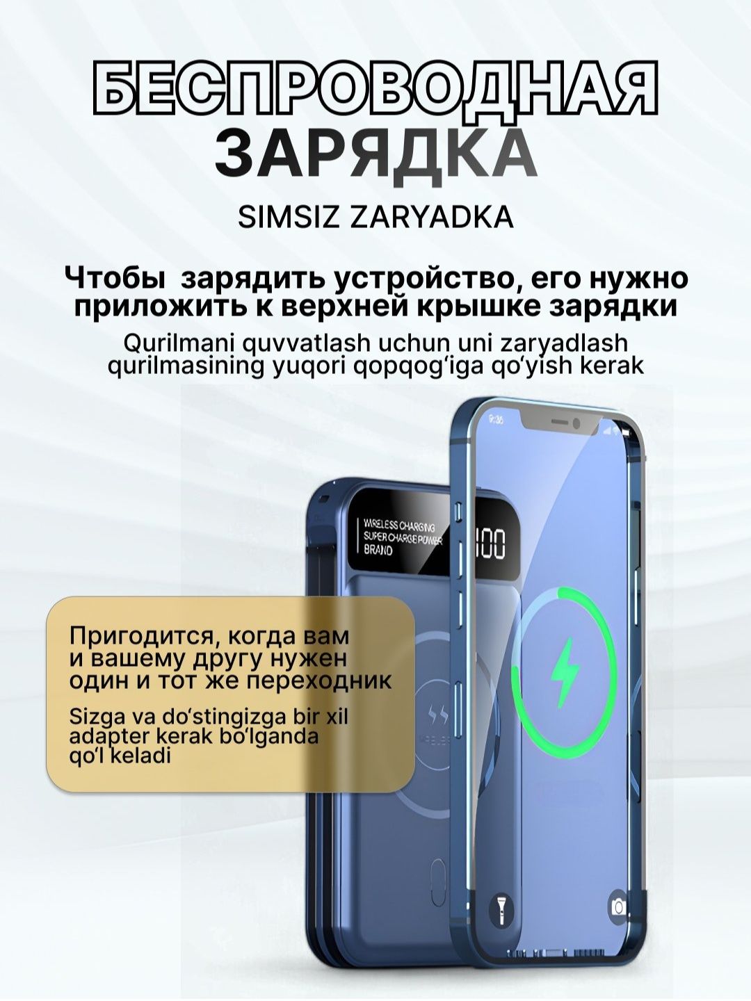 Повербанк Power bank внешний аккумулятор Magsafe  без проводной заряд