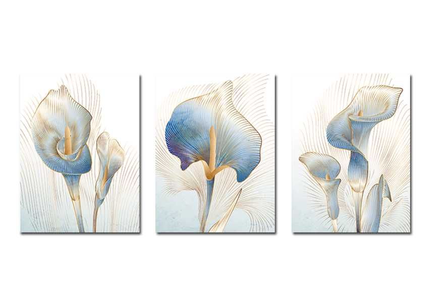 Модульная картина "Цветы" 99*225 см холст/ покрытие лаком