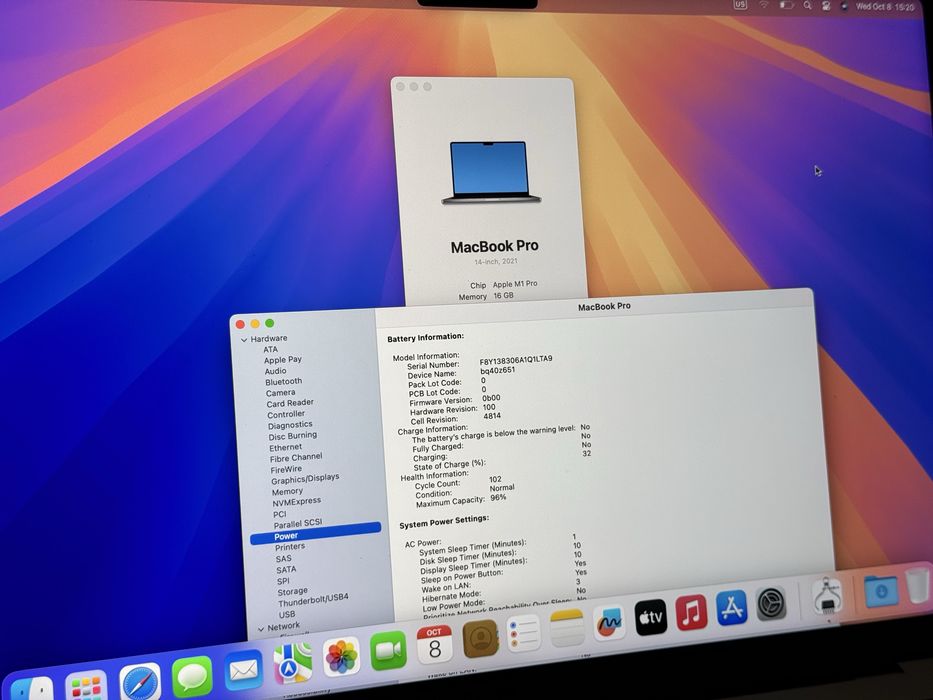 Като Нов 14’Macbook Pro 14/M1 Pro/2021/16GB Ram/512GB SSD/