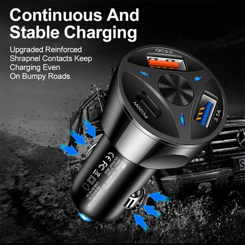 НЕМСКИ Бързо зарядно устройство за кола 55W – Charge55W + ЛЕД ФЕНЕР
