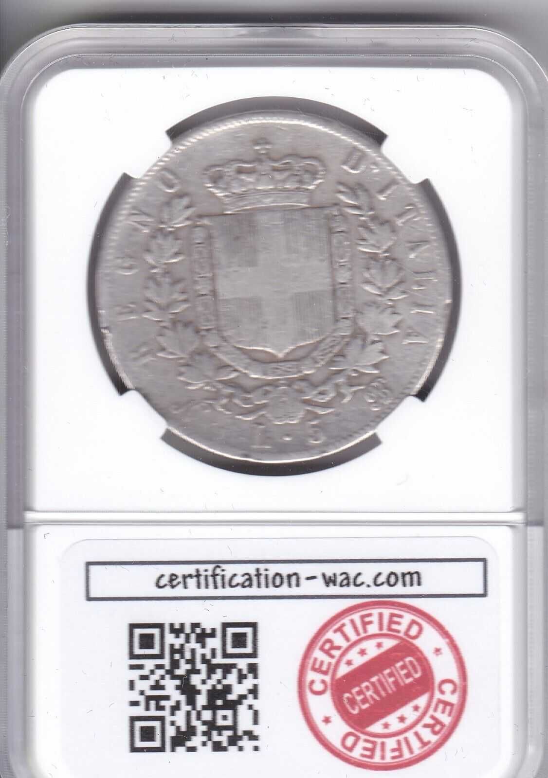Италия 5 лири 1865 N сребро RR