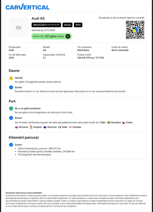 Audi A5 Sportback 2.0 TDI Tiptronic – 174 CP, 2012 – 11.800 €