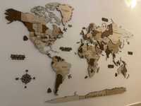 3D Дървена Карта на света