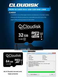 Card Micro SD Cloudisk 32GB / 64GB