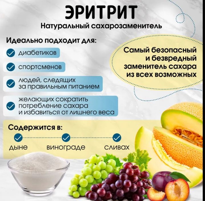 Эритрит дынный сахар 0 калорий, пробник