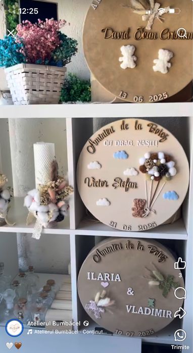 Lumanare botez/trusou botez/cutie trusou/cadou babyshower/tavita mot