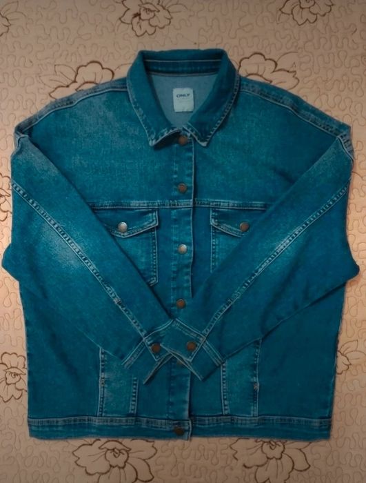 Geaca din denim Only oversize drop, culoare bleumarin (40)