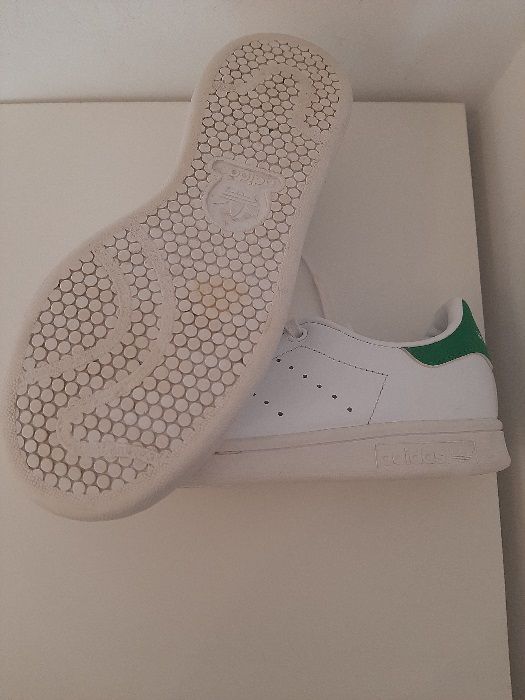 Adidasi ADIDAS Stan Smith alb verde piele ecologica pantofi sneakers