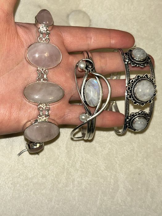 Браслеты из Роз.Кварца, Лунного камня, Гематита