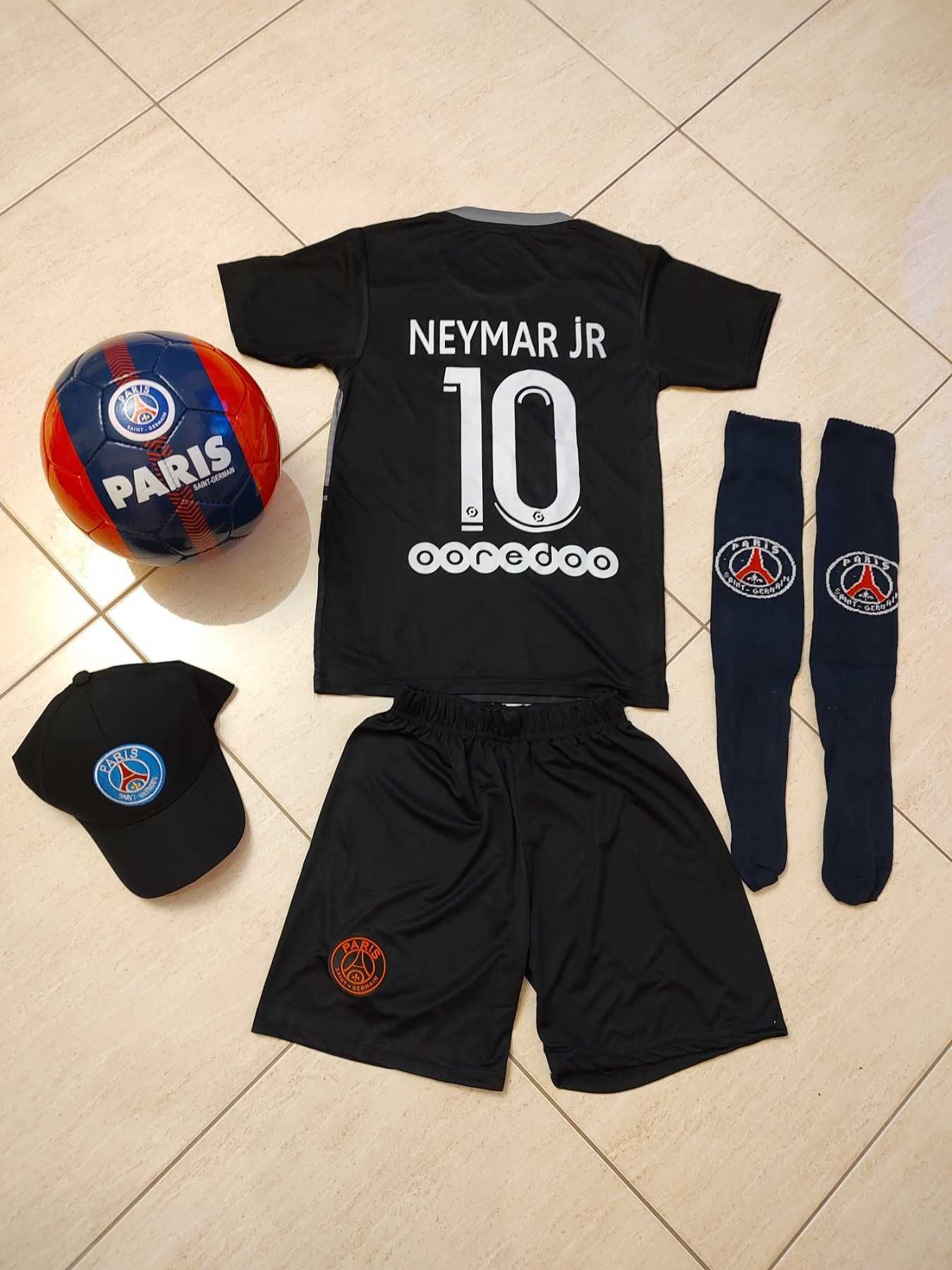 Черен Екип Неймар + Топка + Калци + Шапка 99лв ПСЖ PSG Neymar Детско