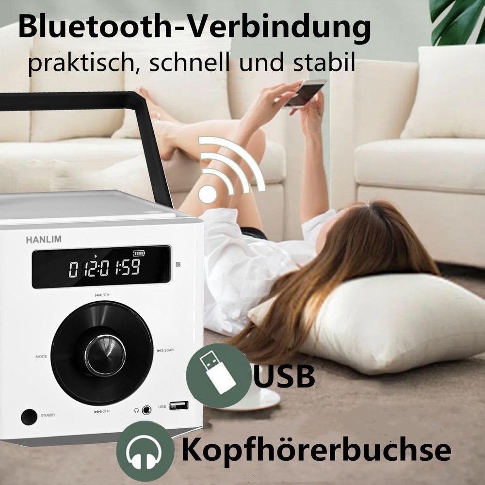 HANLIM Преносим CD плейър 20W Bluetooth/FM/MP3/USB/AUX/дистанционно